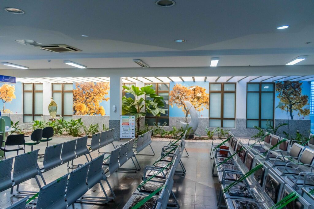 Foto do ipê na recepção do Crer