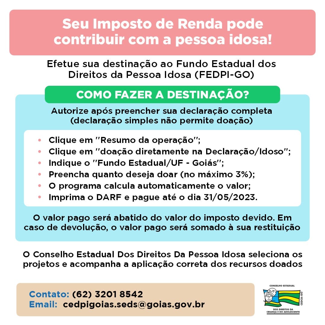 Saiba que pode se beneficiar com destinação de recursos da declaração de Imposto de Renda