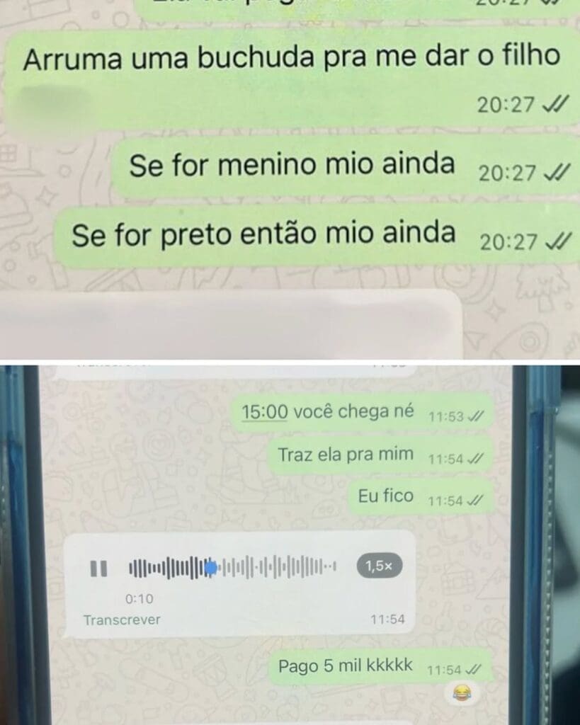 Conversa de WhatsAPP obtida pela Polícia Civil
