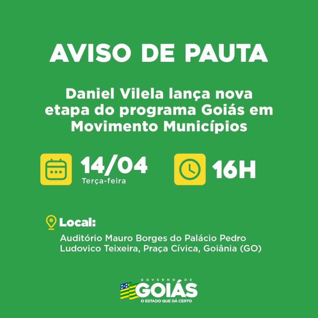 agenda do governador - aviso de pauta 14/04