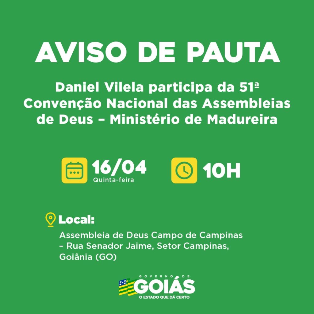 Agenda do governador para quinta-feira (16/04)