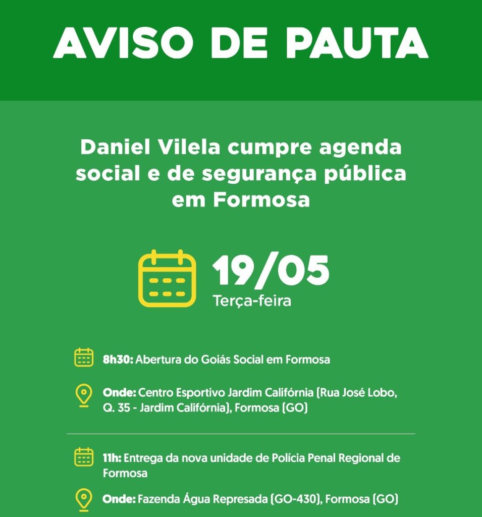 Agenda do governador para terça-feira