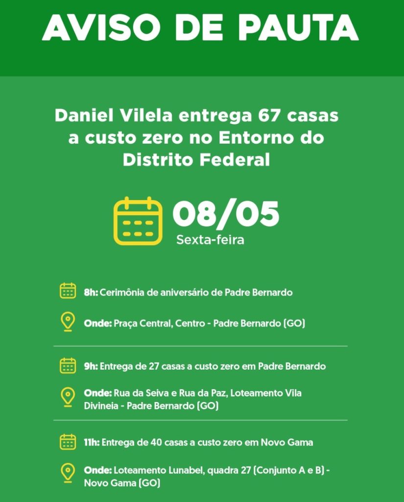 Agenda do governador para sexta-feira