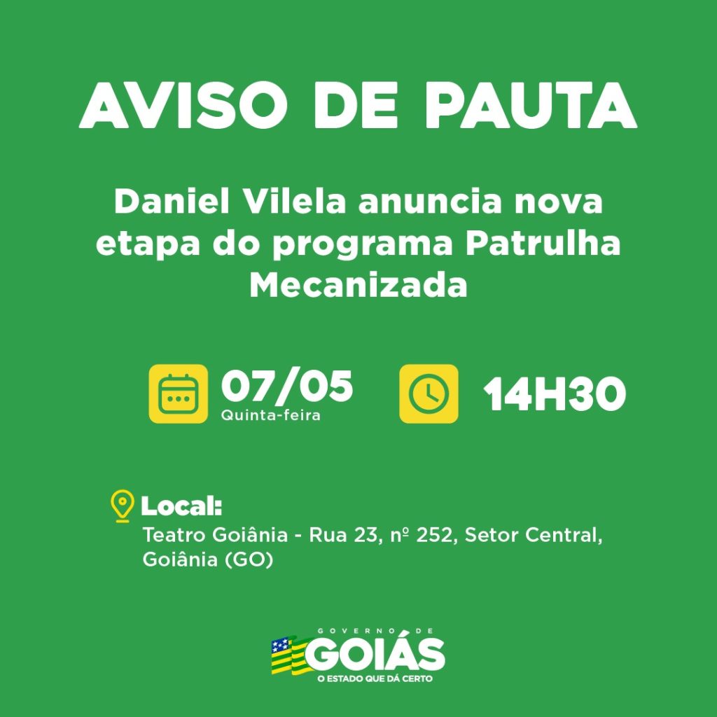 Agenda do governador para a tarde quinta-feira (07/05)