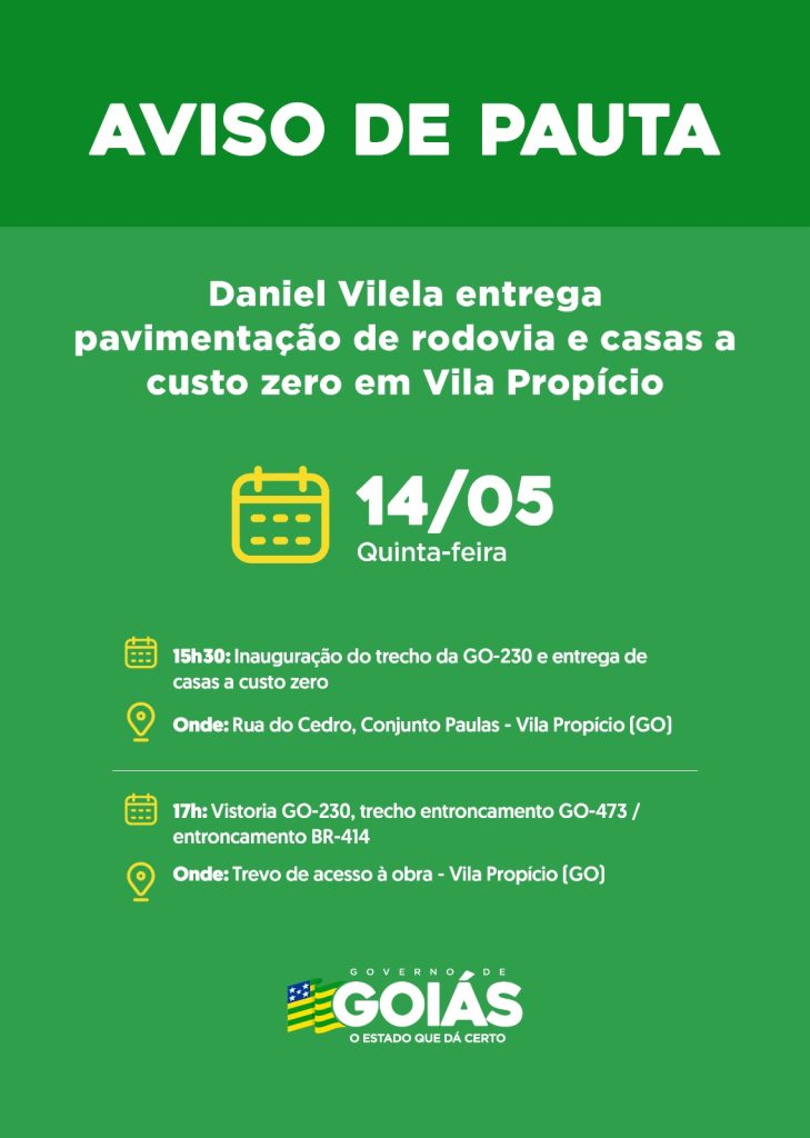 Daniel Vilela entrega pavimentação de rodovia e casas a custo zero em Vila Propício