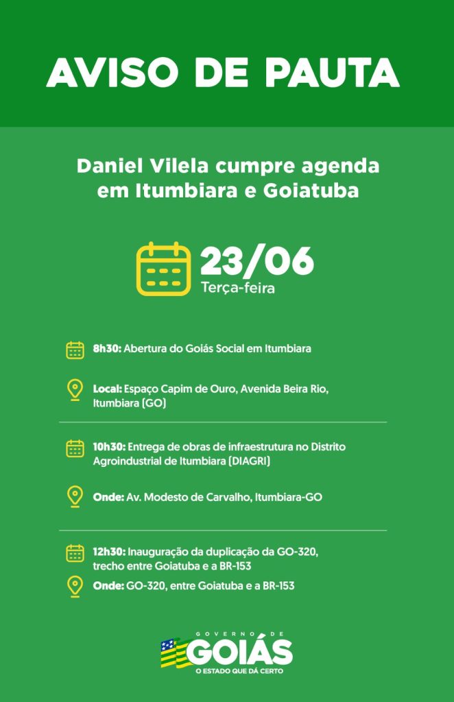 Agenda do governador para 23 de junho