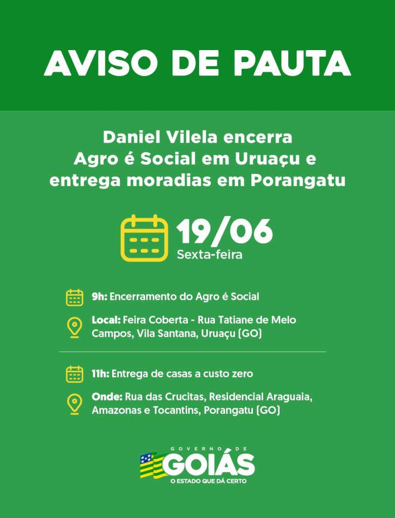 Agenda do governador para sexta-feira