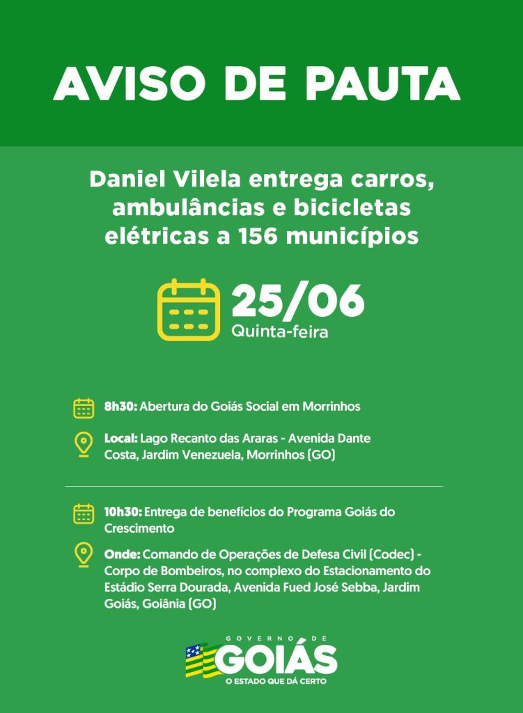 Daniel Vilela entrega carros, ambulâncias e bicicletas elétricas a 156 municípios